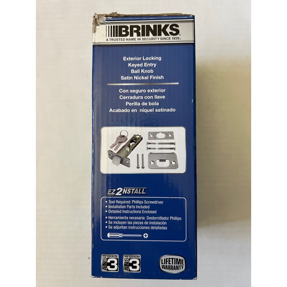 BRINKS High Security Keyed Entry Door Handle-Exterior Door-2107-109 Satin Nickel - Picture 3 of 7